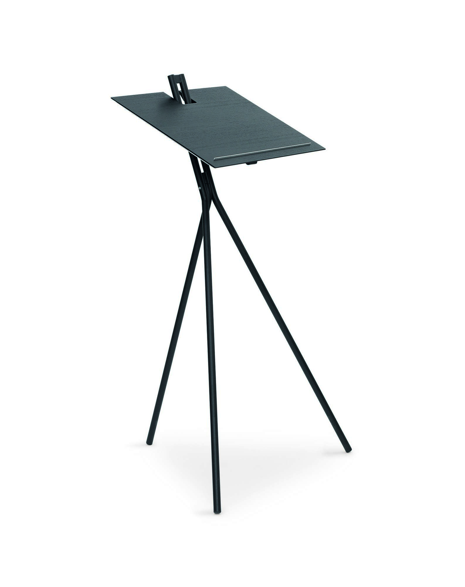Notos Stehpult mit geneigter Arbeitsfläche und filigranem Dreibein-Gestell, ideal für Büro und Homeoffice.
