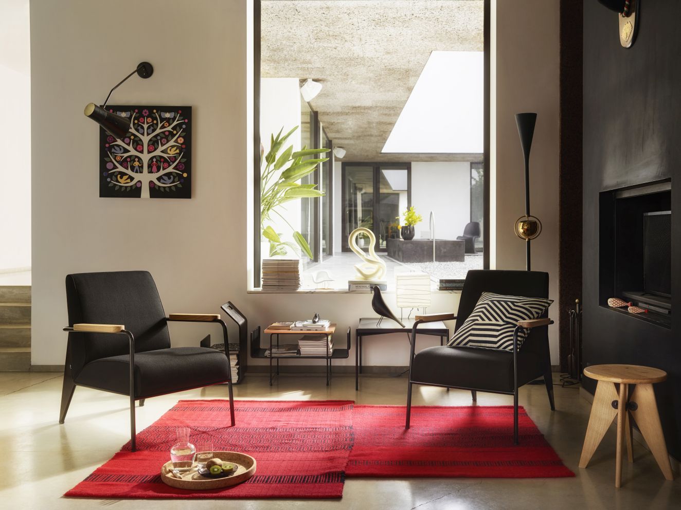 Tabouret Solvay Hocker Vitra Eiche dunkel massiv, Naturholz Schutzlack