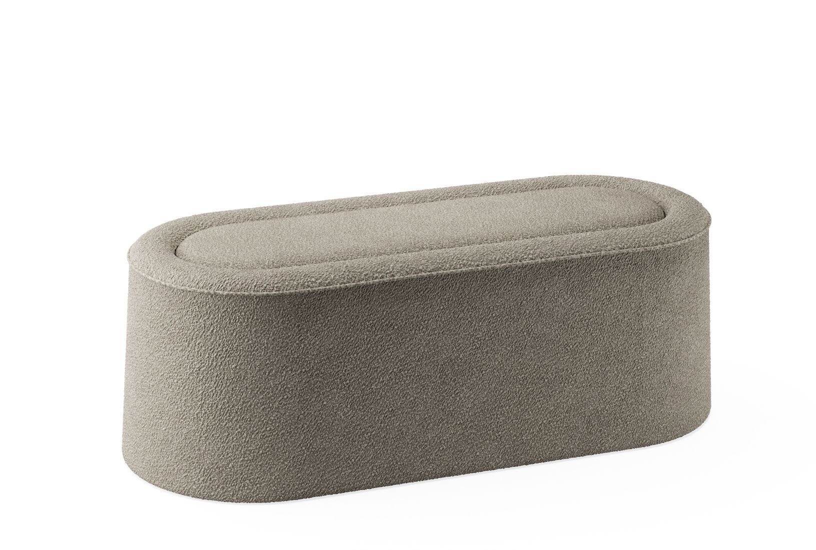 Beige Praline Bank von Woud, 122cm breit. Moderne Sitzbank für Wohnzimmer und Wartebereiche.