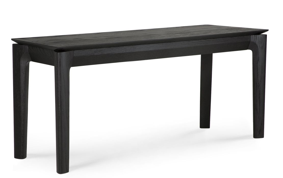 Schwarze Bok Bank von Ethnicraft aus Eichenholz, moderne Holzbank für Esszimmer und Wohnbereich.