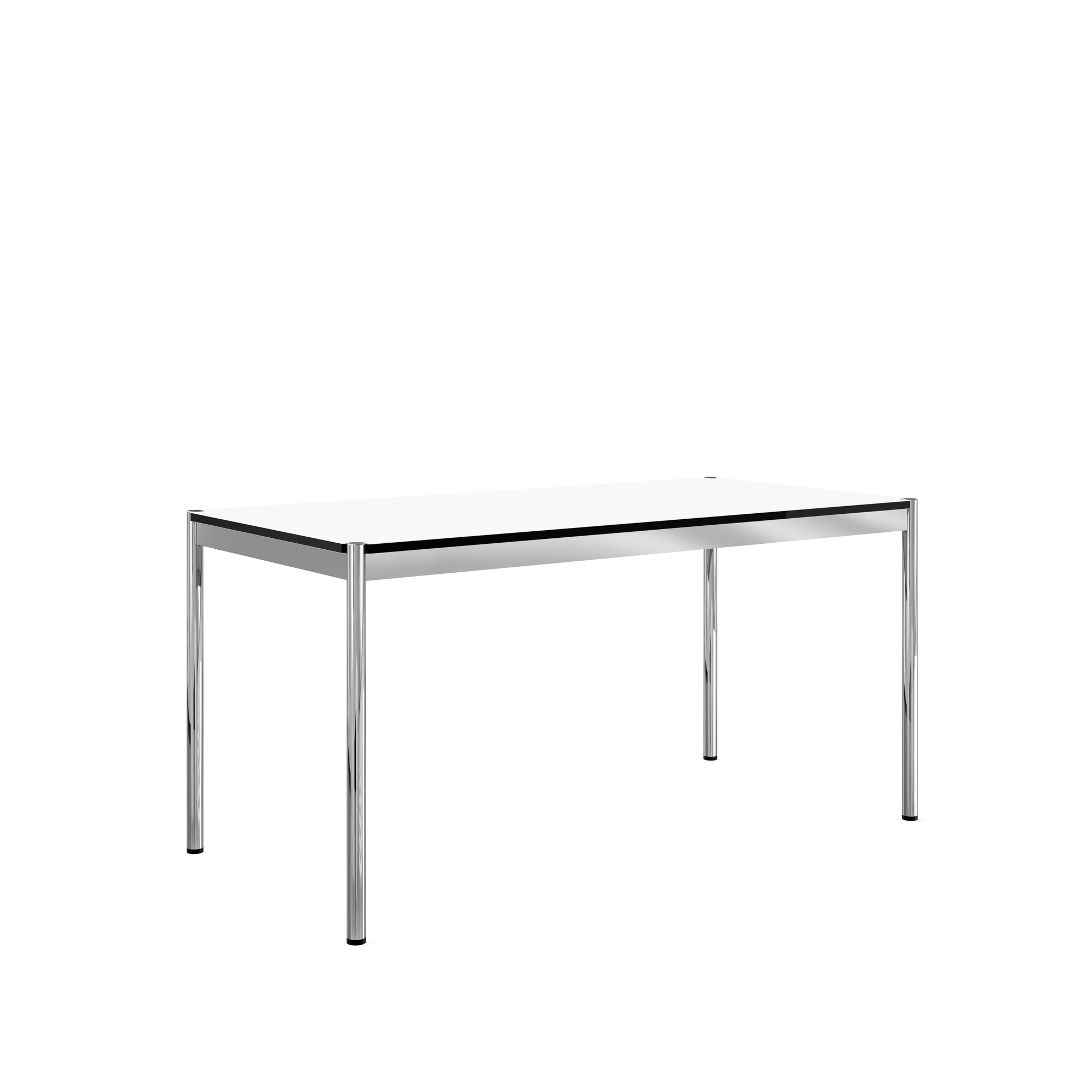 USM Haller Tisch perlgrau, 175 x 100 cm, mit verchromtem Gestell und minimalistischem Design.