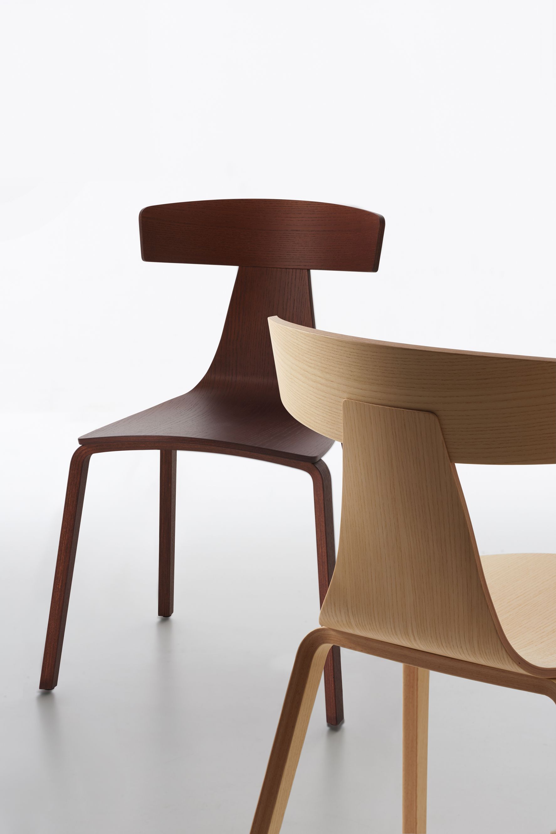 Zwei Holzstühle: Remo Holzstuhl Esche in Schwarz und Natur, modernes Design für Esszimmer.