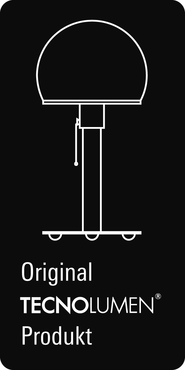 Linienzeichnung der WG 25 GL Wagenfeld Tischleuchte von Tecnolumen, ein Designklassiker für stilvolle Beleuchtung.