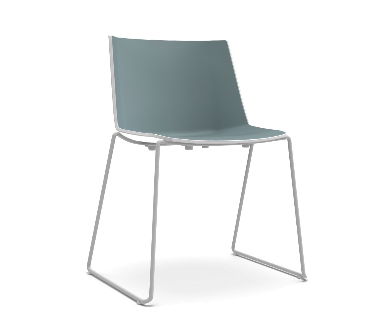 AÏKU Stuhl mit weißem Kufengestell von MDF Italia, graue Sitzschale, moderner Designstuhl.