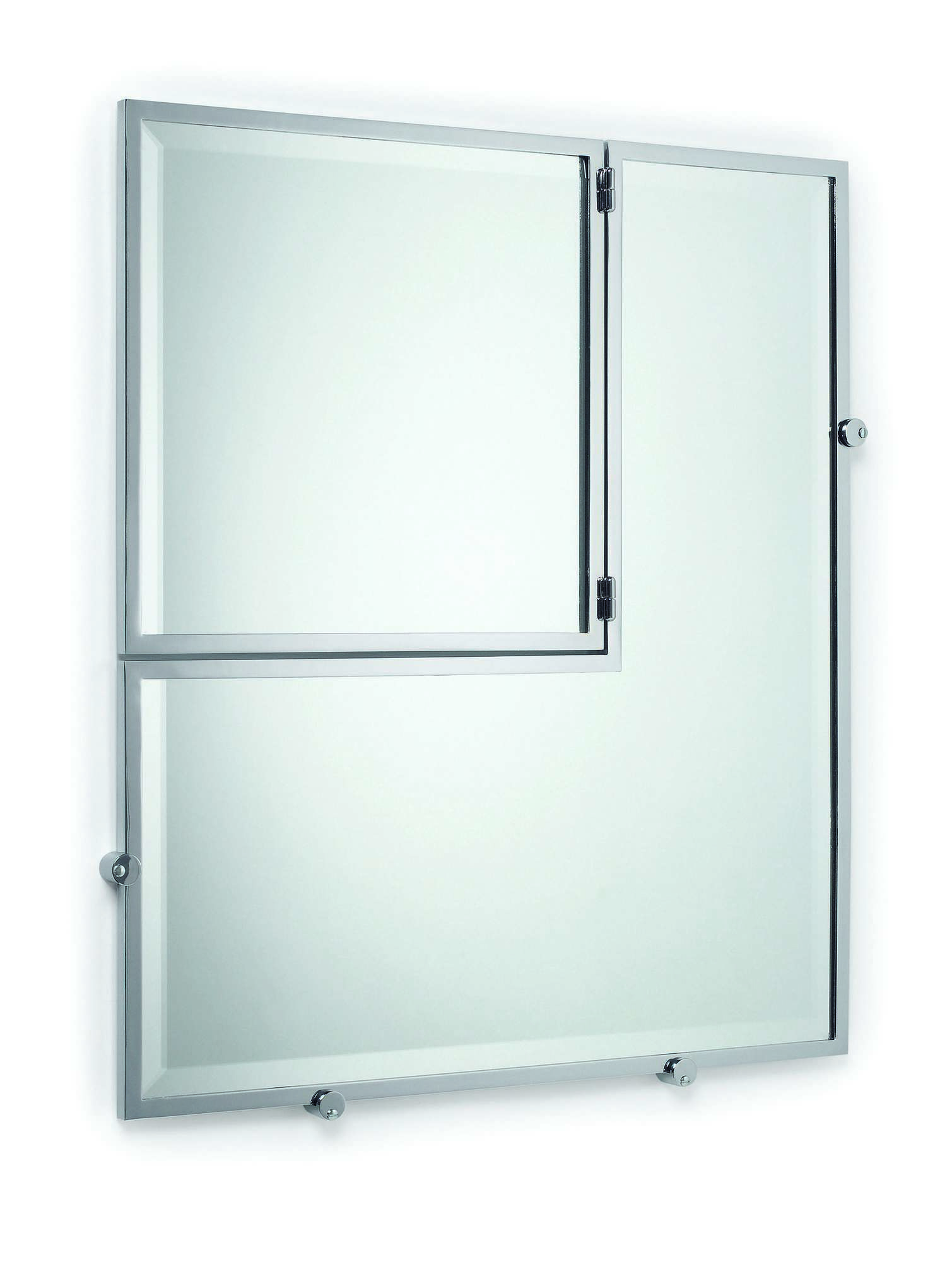 Castellar Wandspiegel von ClassiCon mit asymmetrischem Design und verchromtem Rahmen, ideal für moderne Badezimmer.