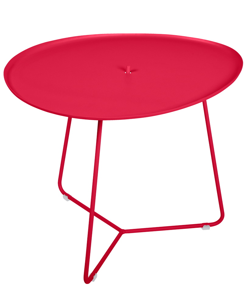 Kleiner, runder Outdoor Tisch im Farbton Gewittergrau von Fermob, Modell Cocotte, für Garten und Balkon.