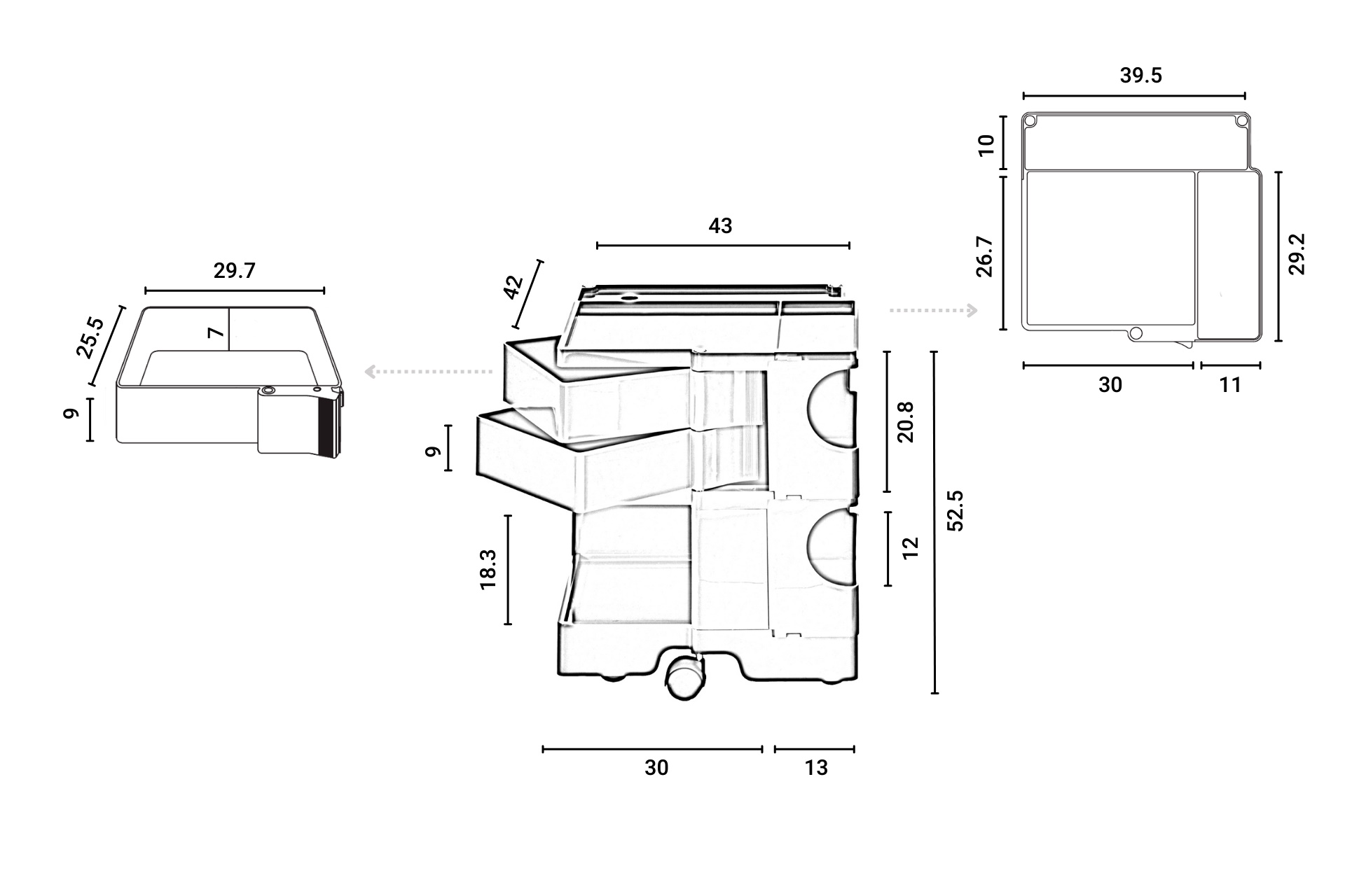 Boby B22 Rollcontainer WHALE B-Line EINZELSTÜCK 