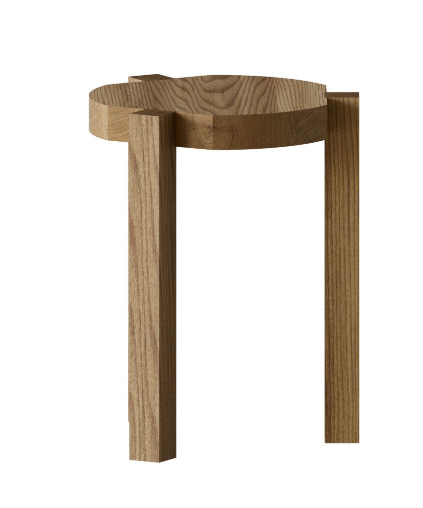 Ayo Hocker von New Tendency, minimalistischer Design Hocker aus hellem Holz, modernes Möbelstück.