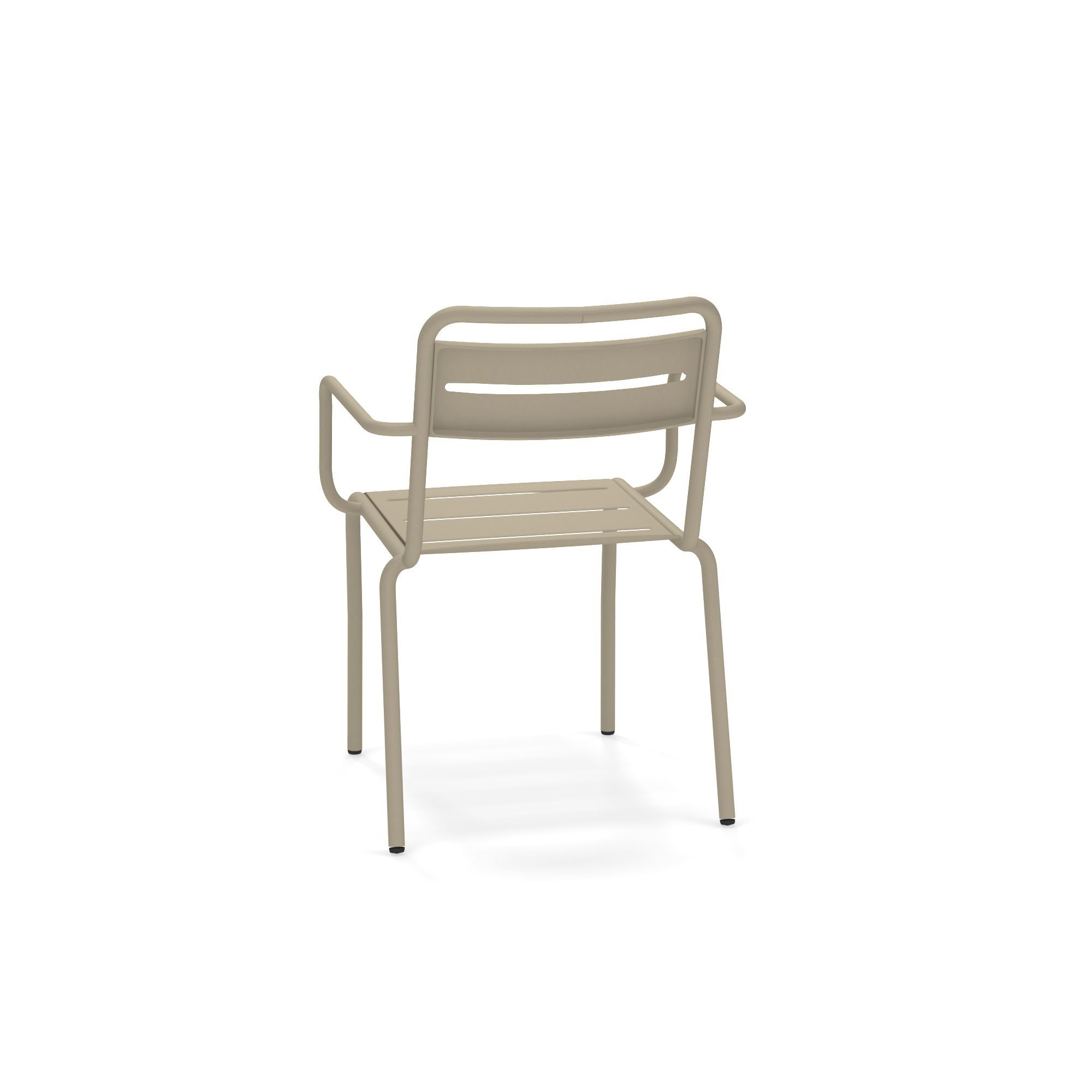 Emu Star Armlehnstuhl in Beige, Gartenstuhl aus Metall, wetterfest und stapelbar, Rückansicht.