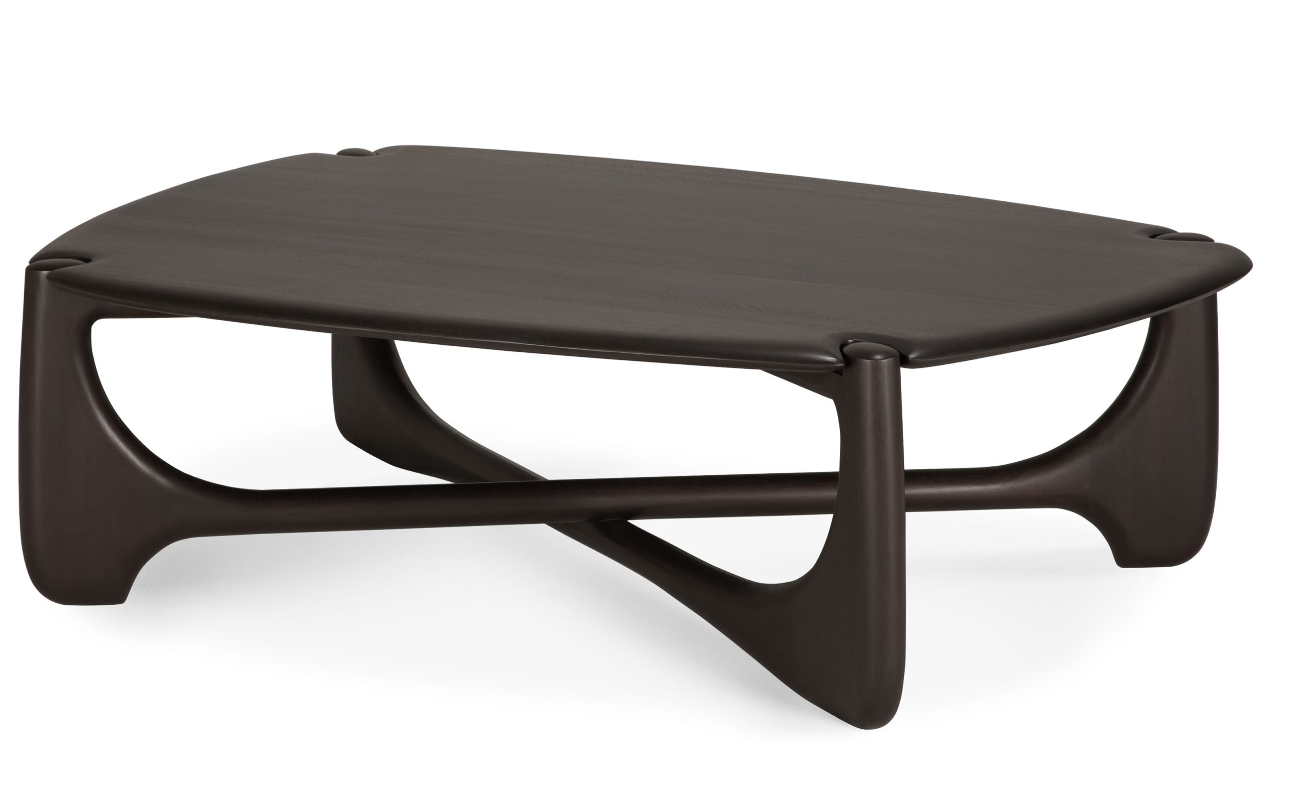 Ethnicraft Couchtisch PI Coffee Table aus dunklem Holz mit einzigartigem, modernem Design.