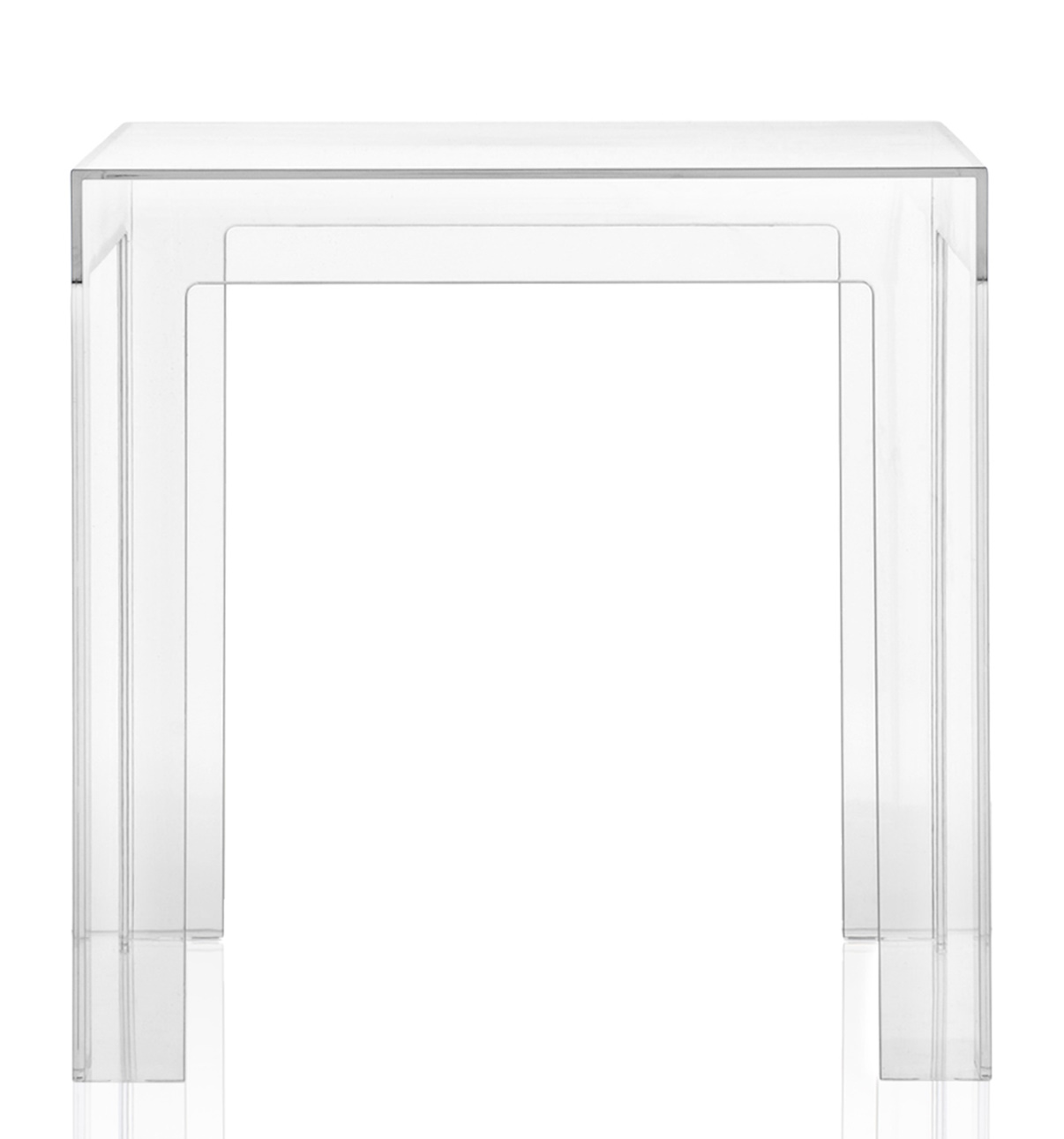 Transparenter Kartell Jolly Beistelltisch aus Acrylglas, moderner Design Tisch für Wohnzimmer und Büro.