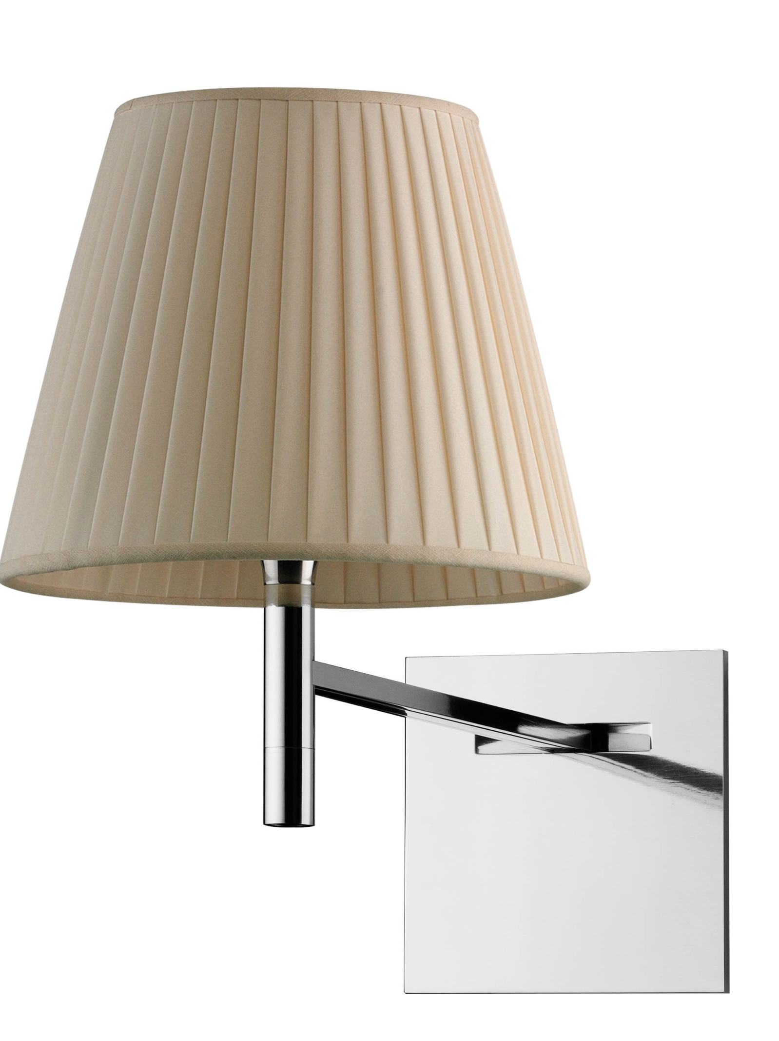 Ktribe Wandleuchte von Flos mit plissiertem Lampenschirm und verchromter Wandhalterung. Moderne Wandlampe für Wohnzimmer und Schlafzimmer.
