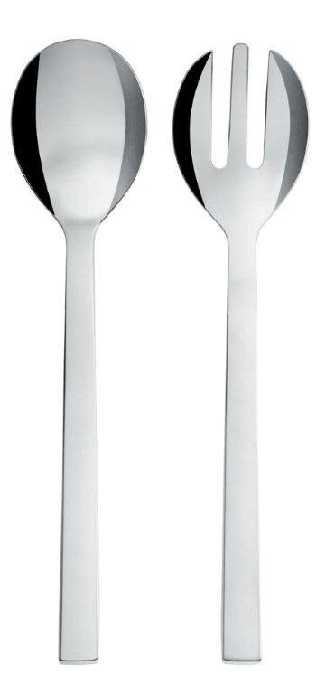 Alessi Santiago Salatbesteck aus Edelstahl: Elegante Salatzange mit Löffel und Gabel für stilvolles Servieren.
