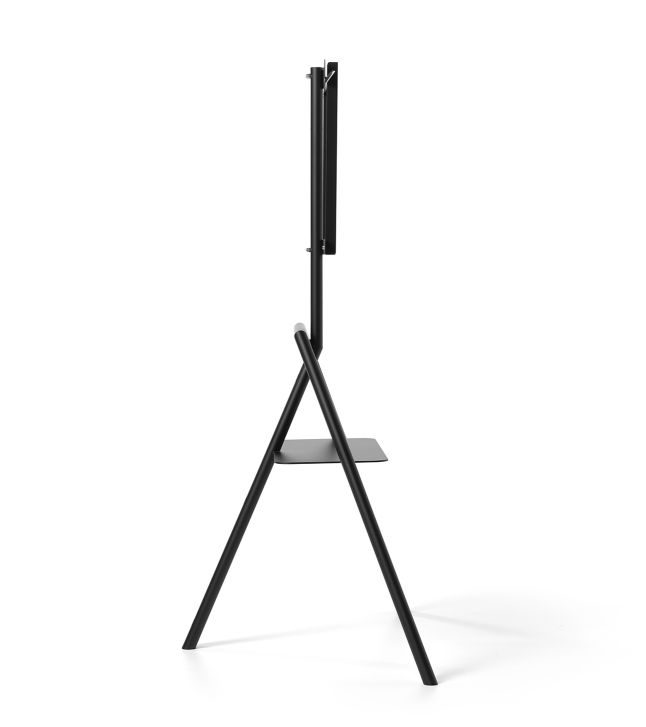 Cartesio Multimediaständer von Opinion Ciatti in Schwarz, seitliche Ansicht. Moderner TV-Ständer mit Ablage.