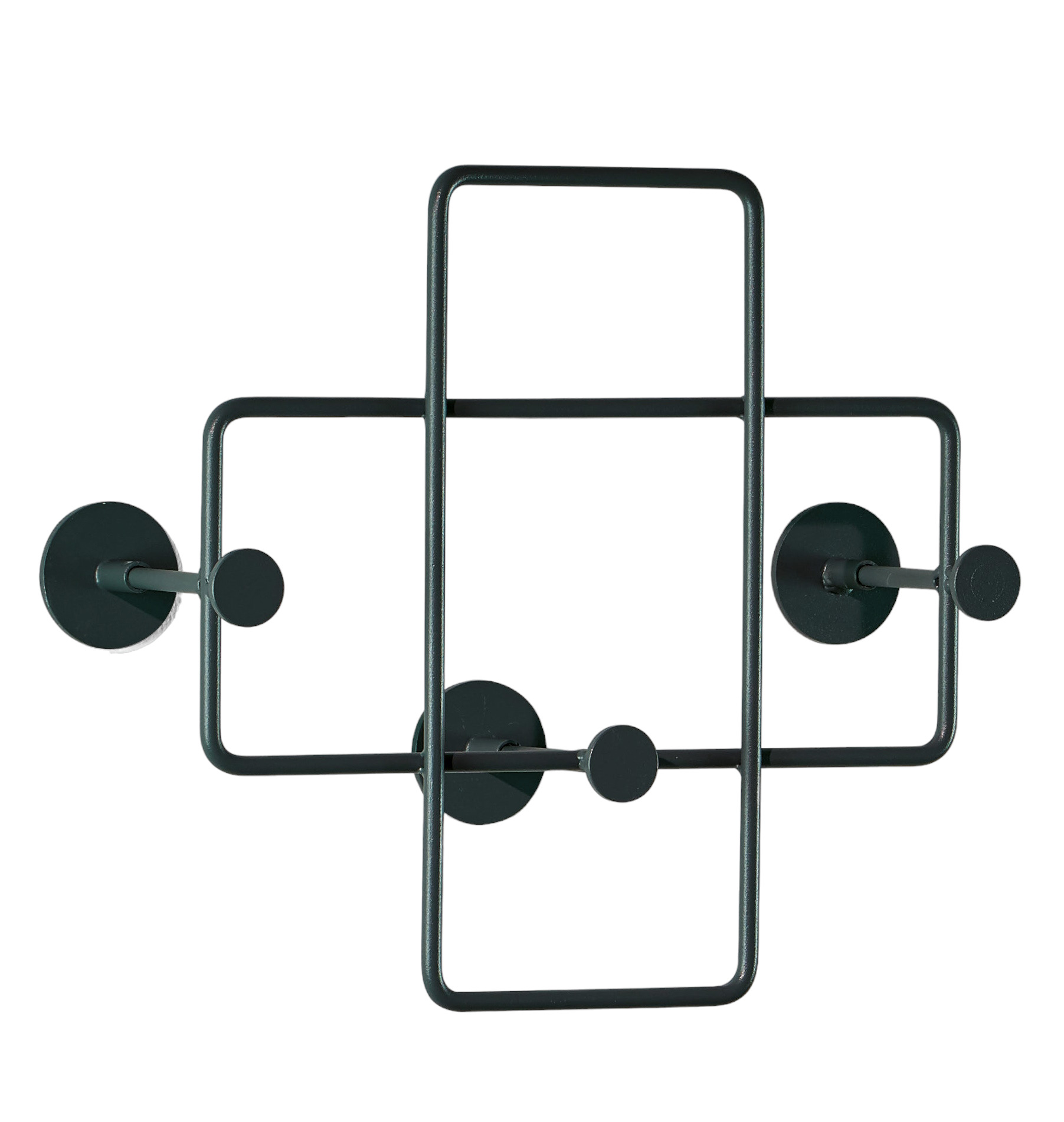 Schwarze Bazar Wandgarderobe von Richard Lampert mit drei Haken und geometrischem Design.