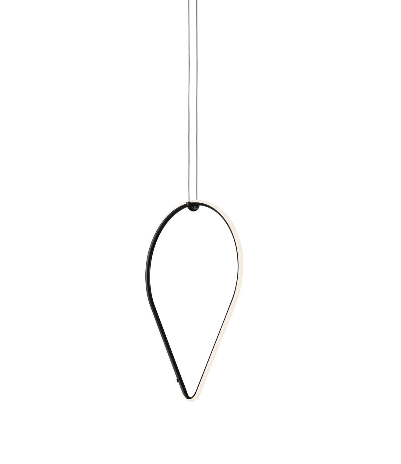 Flos Arrangements Pendelleuchte Drop Down: Moderne Hängeleuchte in Tropfenform, schwarz und weiß.