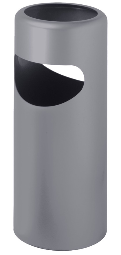 Grauer Birillo Papierkorb von Rexite mit seitlicher Öffnung für Abfall. Modernes Design.