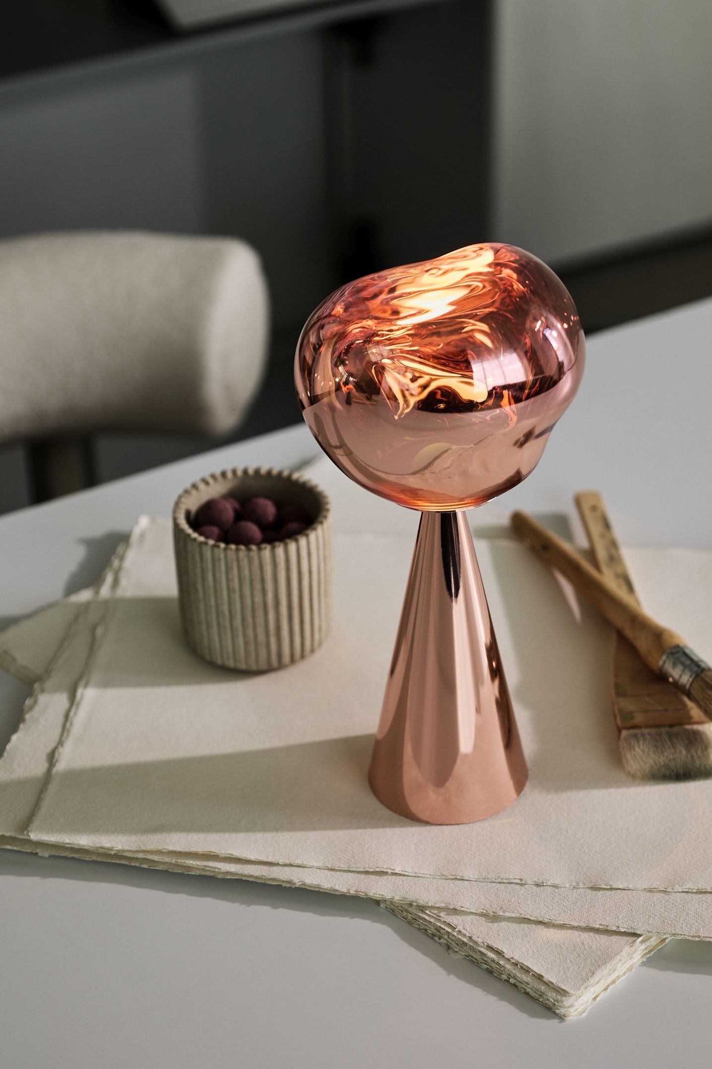 Melt Portable LED Tischleuchte Silber Tom Dixon