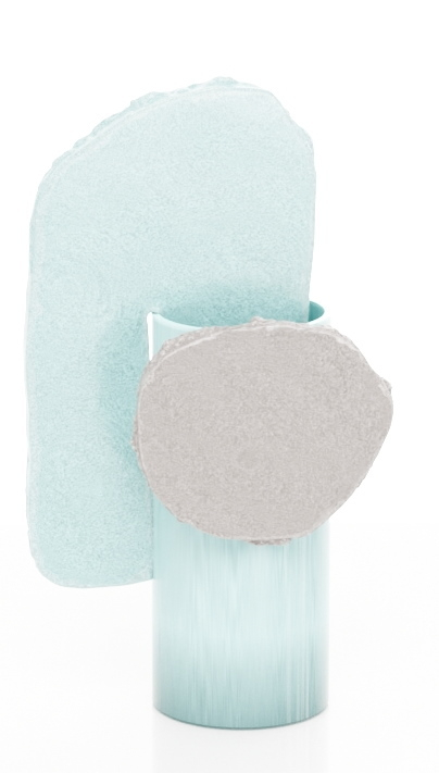 Vitra Découpage Vase Feuille: Moderne Dekovase in Hellblau und Grau, abstrakte Form für Wohnaccessoires.