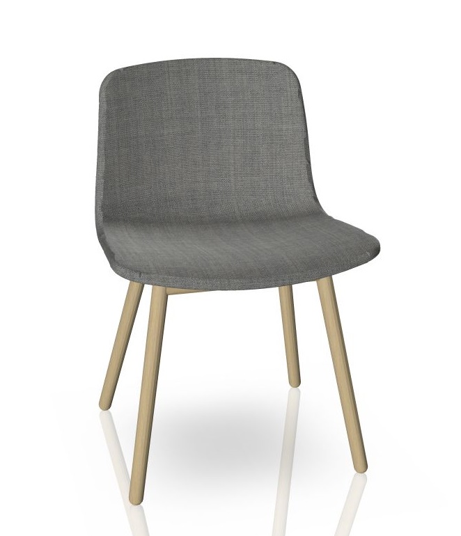 About A Chair AAC13 Stuhl mit Eichengestell und grauem Remix-Bezug, moderner Polsterstuhl.