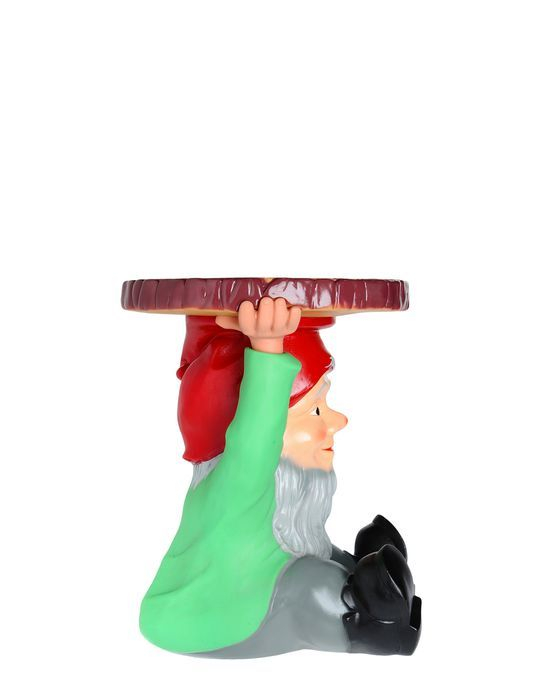 Gartenzwerg Attila Hocker von Kartell: Dekorativer Beistelltisch in Form eines Zwerges mit roter Mütze.