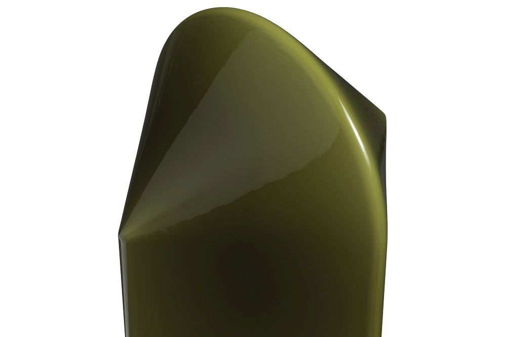 Nahaufnahme der Parade Table Lamp Tischleuchte von Hay in Moosgrün. Moderne Beleuchtung.