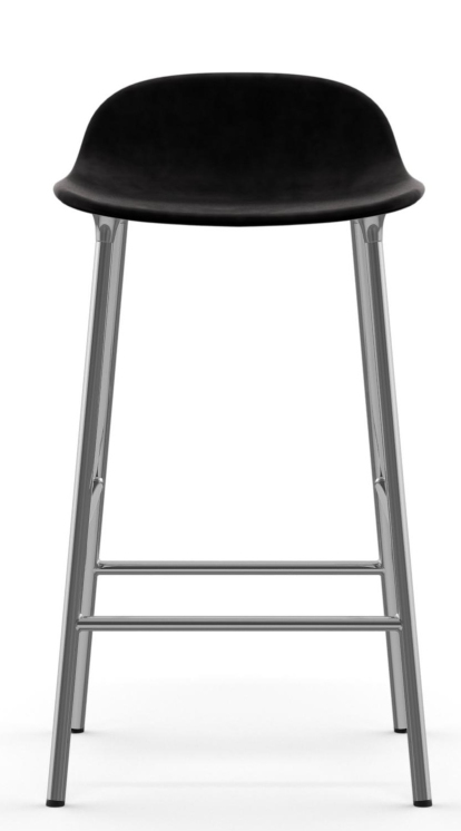 Schwarzer Form Barstool von Normann Copenhagen mit Stahlgestell, gepolsterter Sitzfläche, Barhocker für Küche und Bar.
