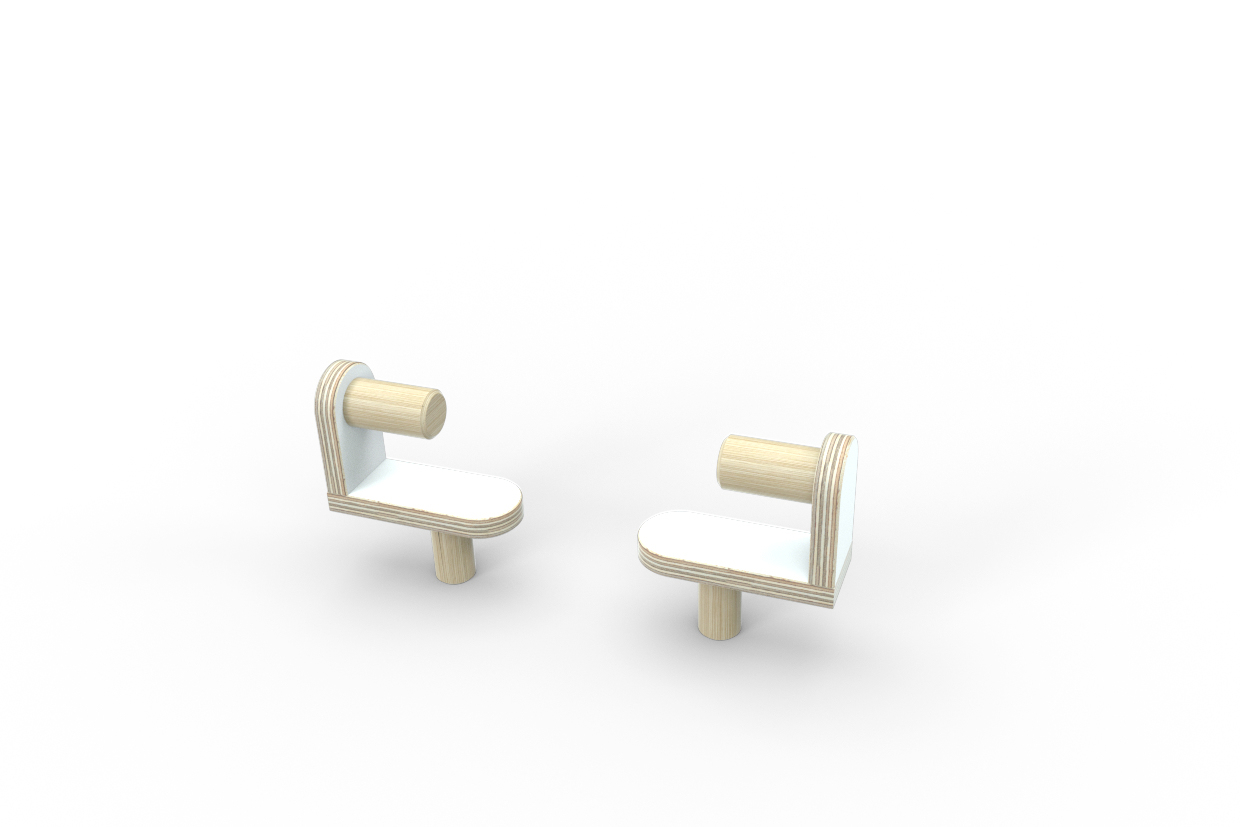 Zwei Growing Table Zeichenrollenhalterungen aus Holz und Weiß für Kindertische.