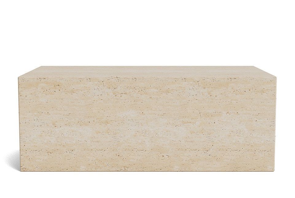 Cubism Table Large: Beiger Couchtisch aus Travertin, moderner Wohnzimmertisch, NORR11 Design.