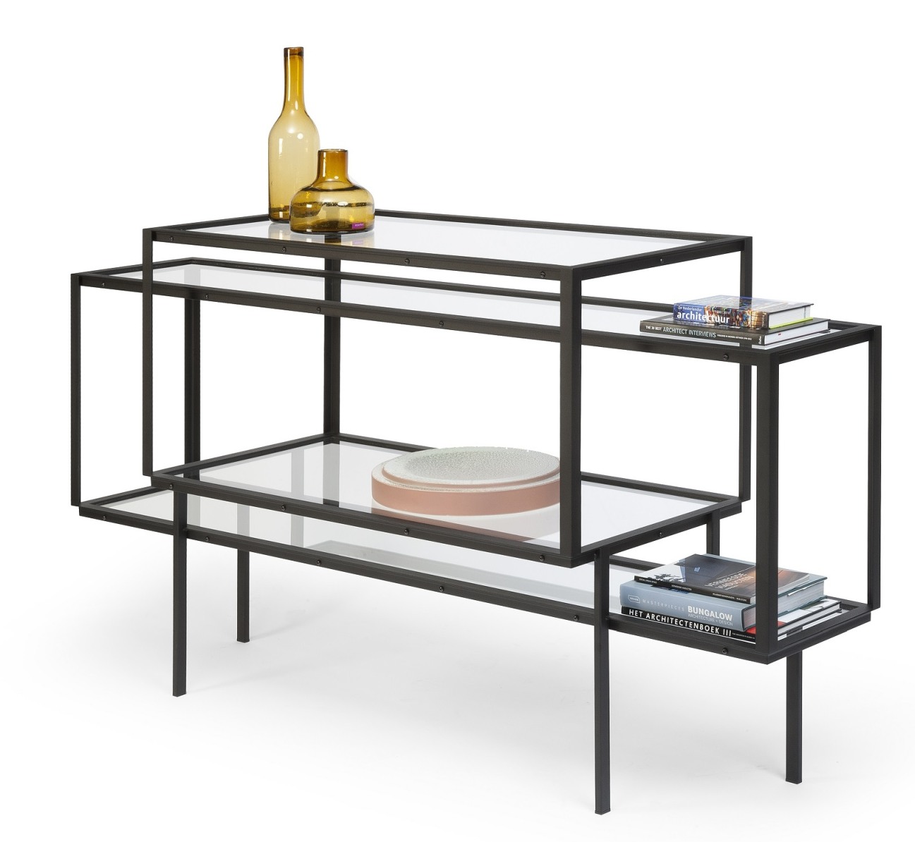 Tangled Kabinettschrank Sideboard Spectrum mit Glasböden und dekorativen Elementen, modernes Design für Wohnzimmer und Büro.