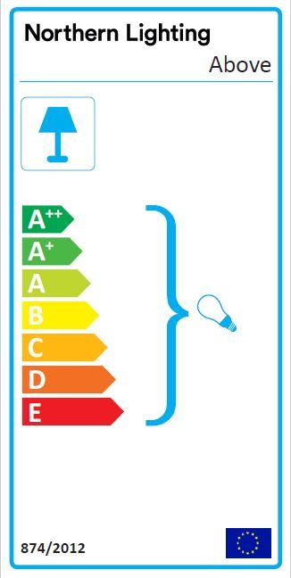 Energieeffizienzlabel für die Over Me Wand- und Deckenleuchte von Northern Lighting.