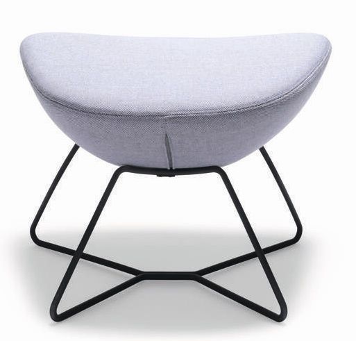 Yonda Ottoman von Wilkhahn, grauer Polsterhocker mit schwarzem Metallgestell für Wohnzimmer und Büro.