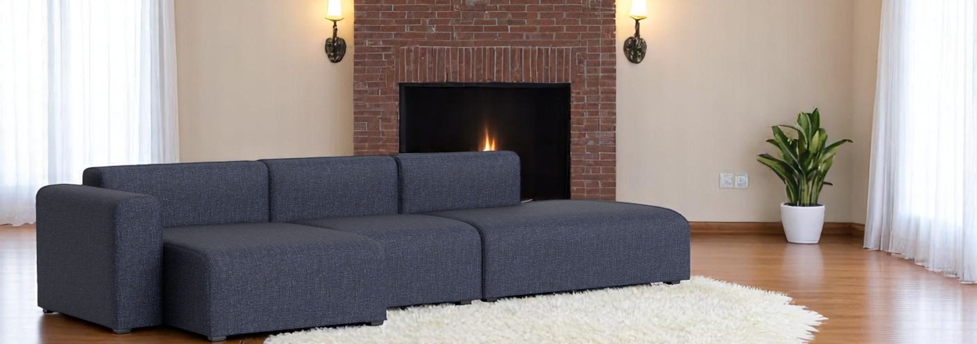 Mags Sofa 3-Sitzer in grauem Hallingdal Stoff. Modernes Sofa für Wohnzimmer und Lounge.