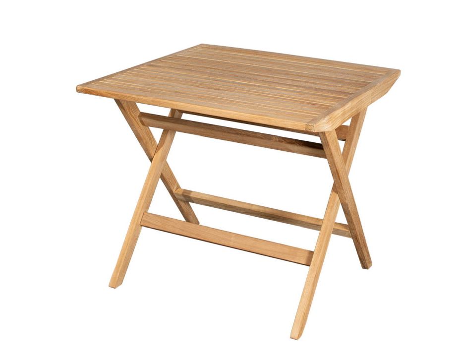 Quadratischer Cane-Line Klapptisch Flip aus Teakholz, ideal für Balkon oder Terrasse.