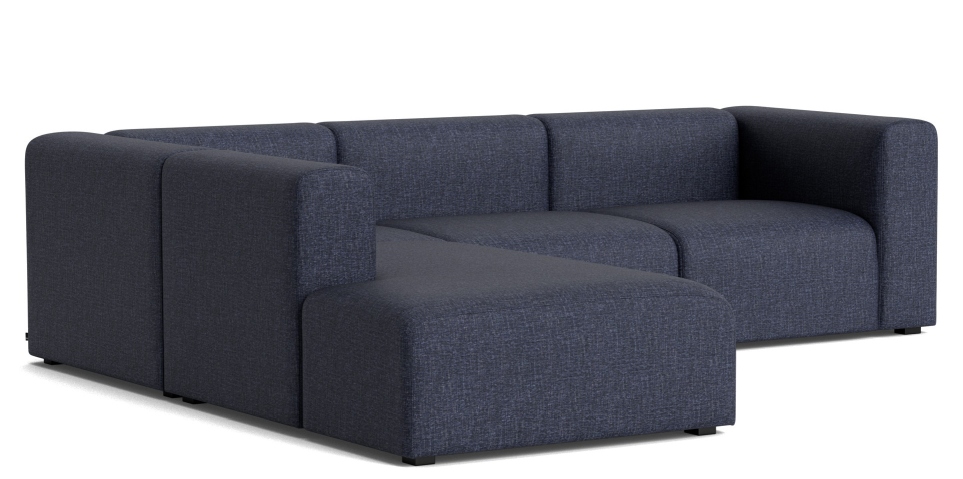 Blaues Mags Sofa Eckkombination mit Armlehne links von Hay für modernes Wohnzimmer Design.