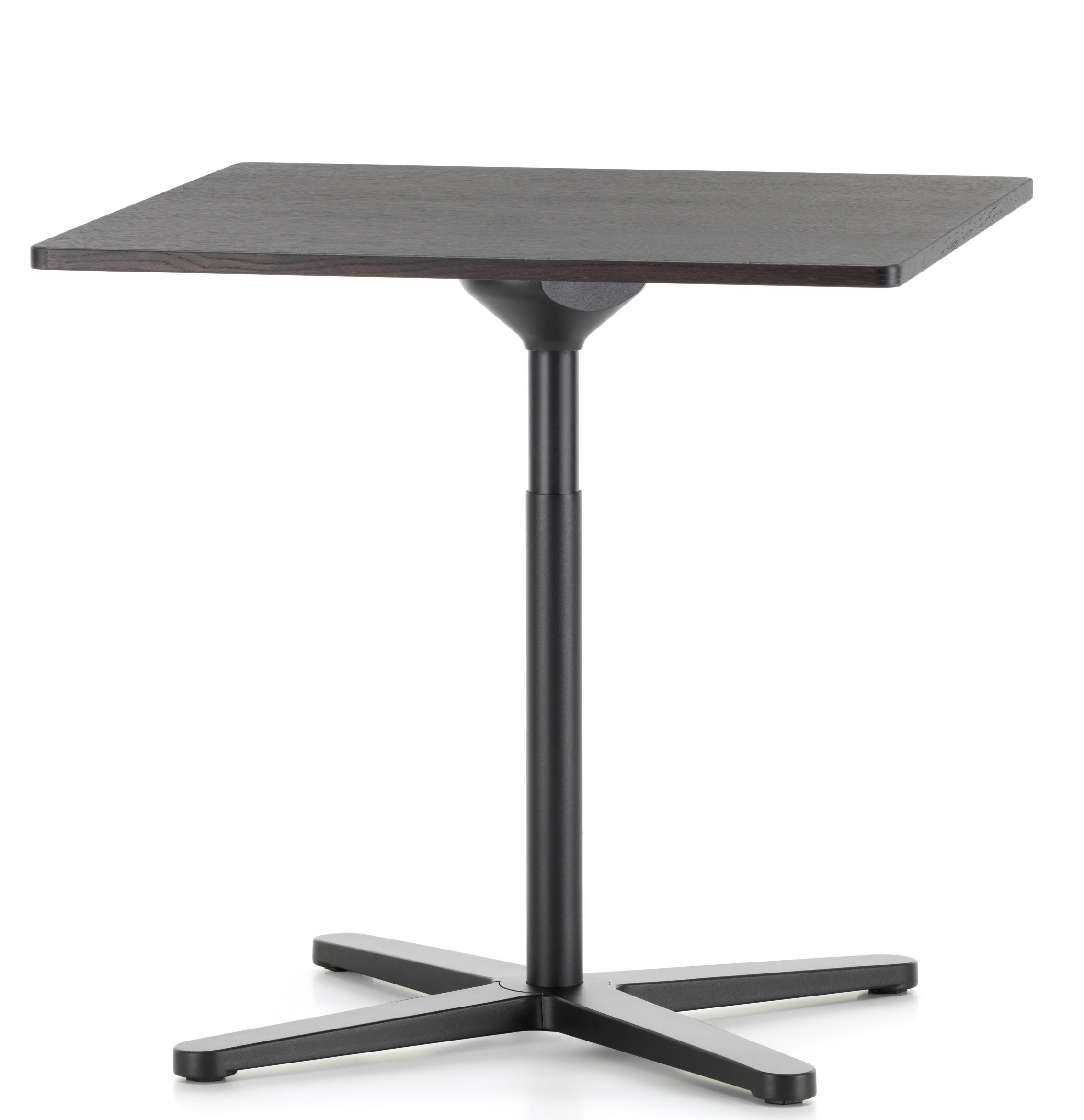 Rechteckiger, dunkler Vitra Super Fold Table Faltbarer Tisch mit schwarzem Gestell und Tischplatte.