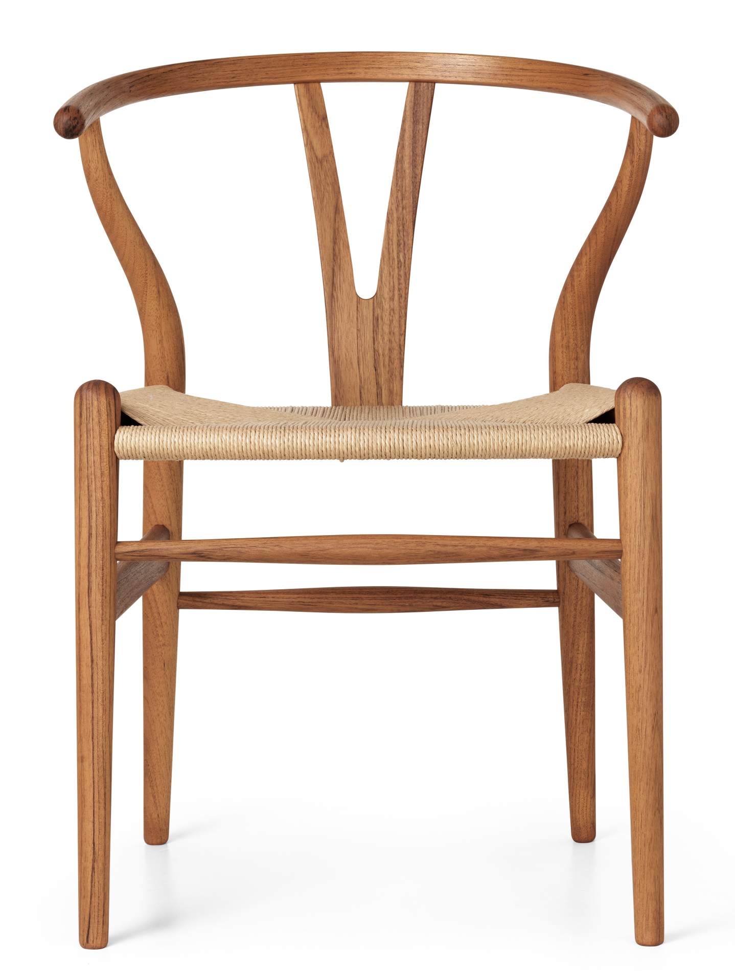 CH24 Wishbone Chair von Carl Hansen & Søn aus Teakholz mit geflochtener Sitzfläche.