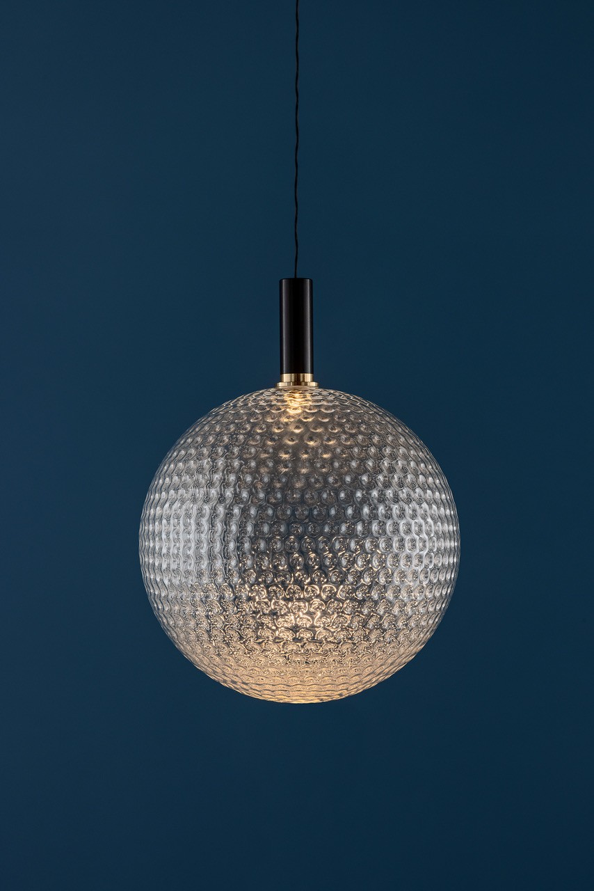 Nahaufnahme der Par 18 Hängeleuchte mit Nickel-Finish von Catellani & Smith, 16cm Durchmesser.