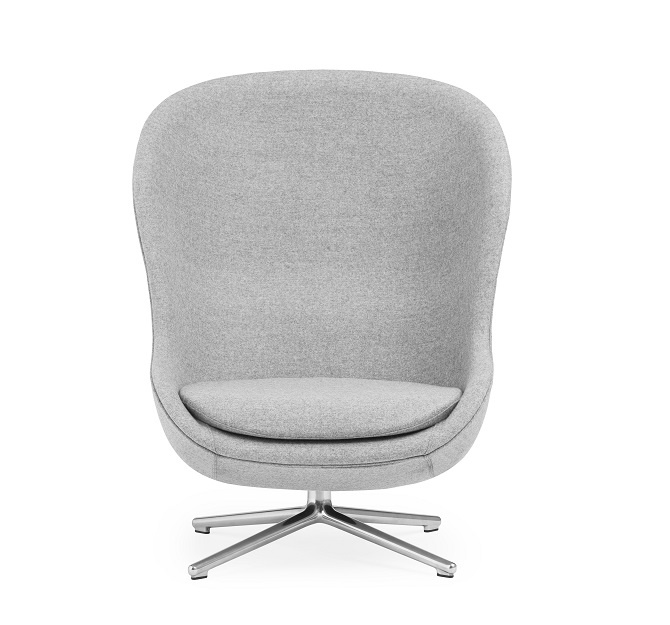 Grauer Hyg Lounge Chair von Normann Copenhagen mit Drehgestell, moderner Sessel für Wohnzimmer.
