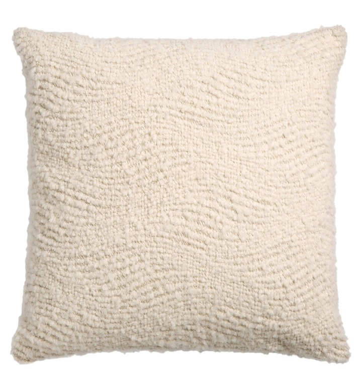 Ethnicraft Wave Cushion Kissen 50x50 cm, quadratisches Dekokissen in Wollweiß mit gewebter Textur für Wohnzimmer und Schlafzimmer.