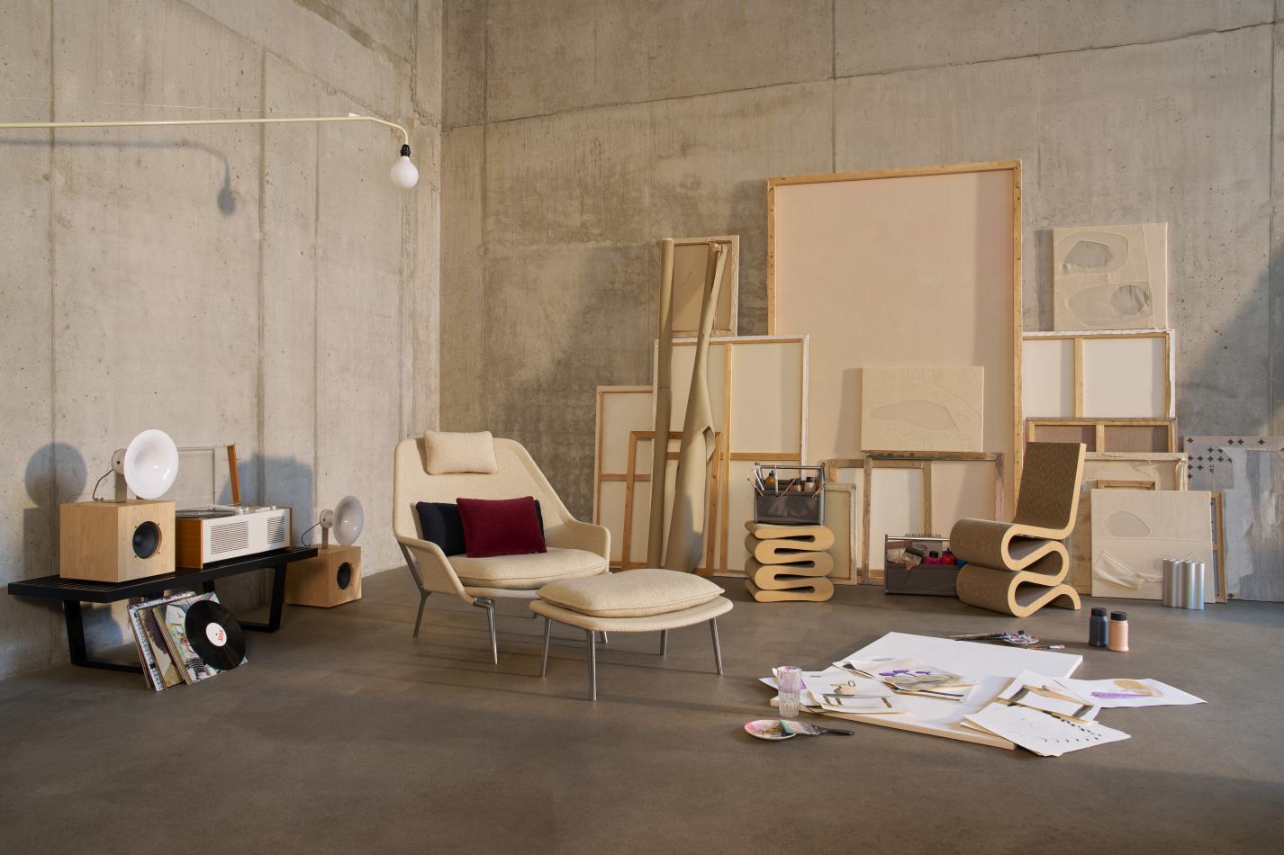 Slow Chair Ottoman Stoff Vitra