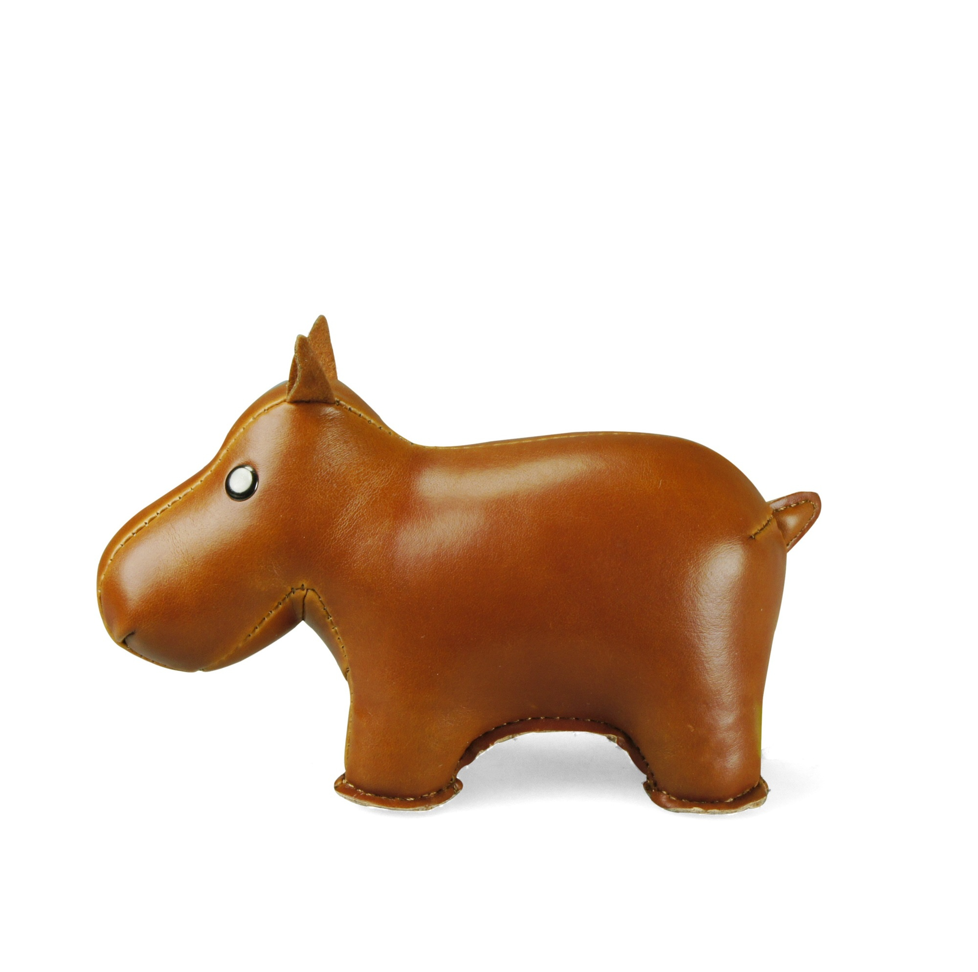 Briefbeschwerer Hippo von Züny, braunes Lederimitat, dekoratives Accessoire für Schreibtisch und Büro.