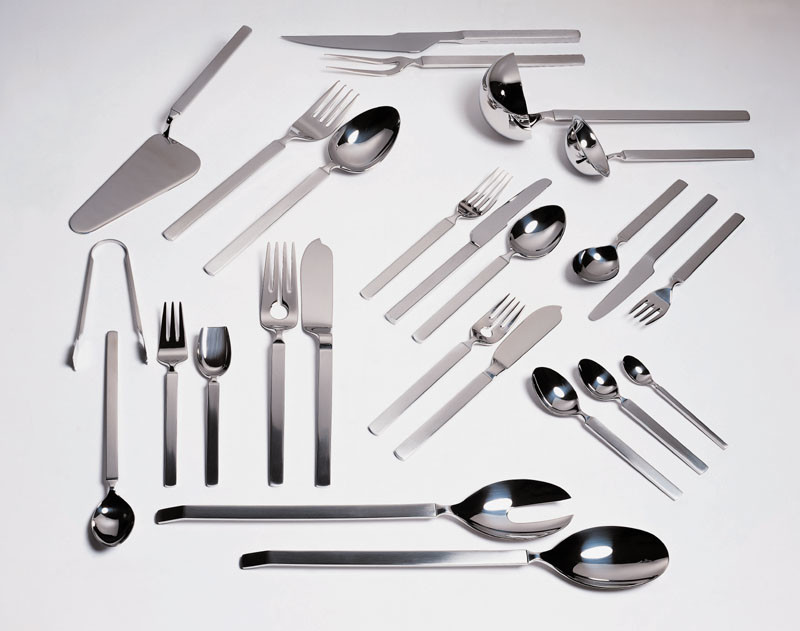 Alessi Dry Besteckgarnitur, 24-teiliges Set aus Edelstahl, Messer, Gabeln und Löffel.