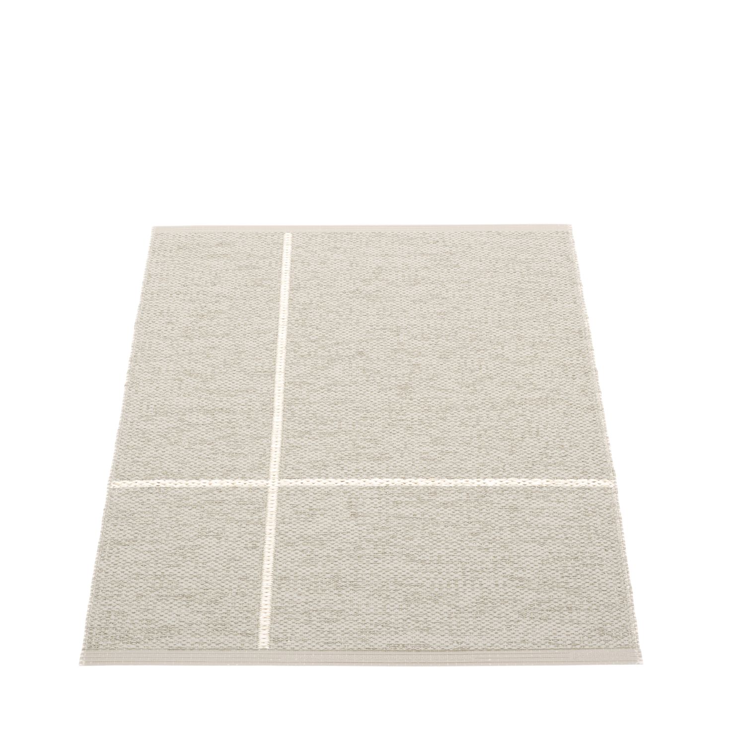 Pappelina Teppich Fred 70x90cm Linen, gewebter Teppich mit hellem Kreuzmuster, skandinavisches Design.