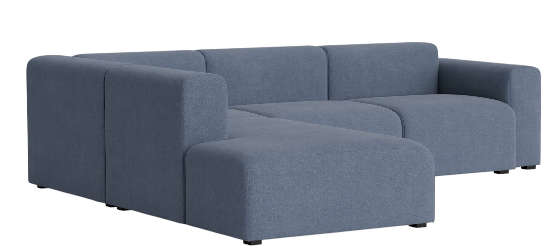 Blaues Mags Sofa Eckkombination von Hay mit niedriger Armlehne links, modernes Design Sofa.