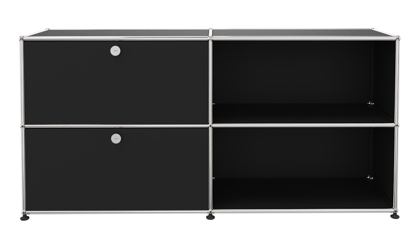 USM Haller Sideboard 2 Offen / 2 Klappen links Graphitschwarz - FAST DELIVERY