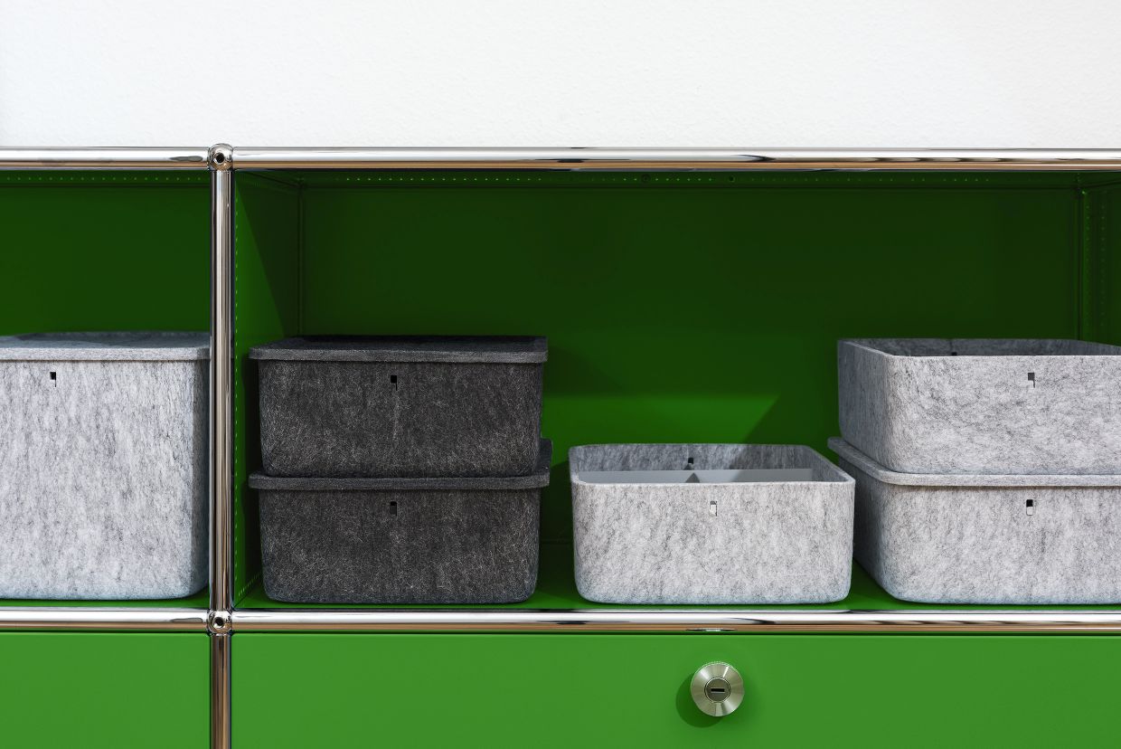 USM Haller Inos Box tief mit Unterteilung quer / längs 