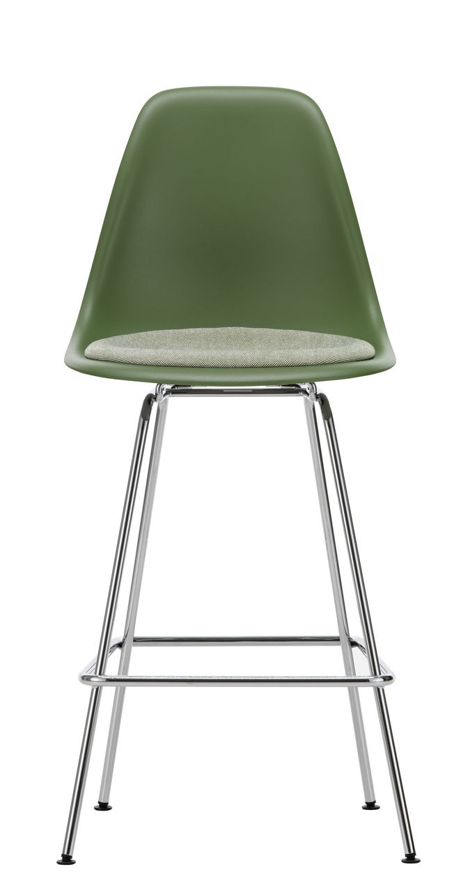 Eames Plastic Bar Stool Barhocker Medium mit Sitzpolster Vitra