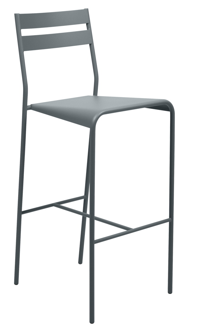 Grauer Facto Barstool Barhocker von Fermob für den Außenbereich, minimalistisches Design.