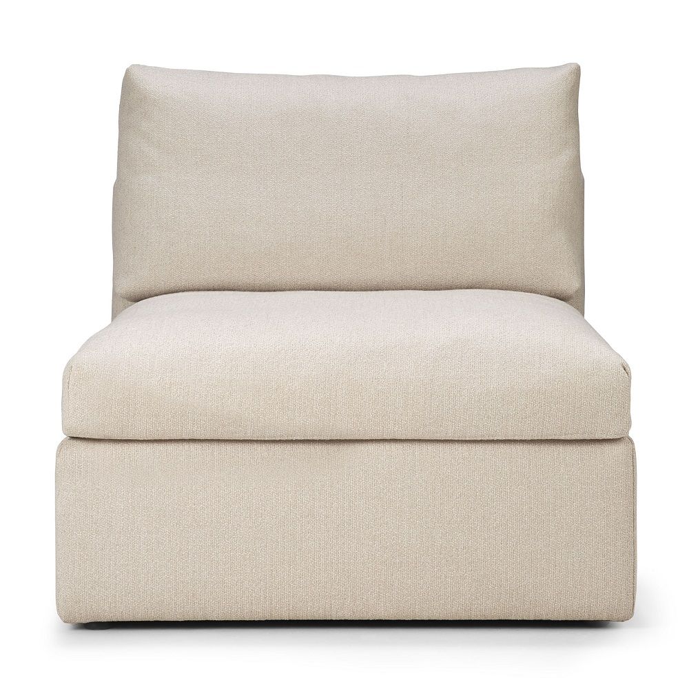 Mellow Sofa, Off White, Ethnicraft: Frontansicht des einzelnen Sitzmoduls aus ökologischem Stoff.
